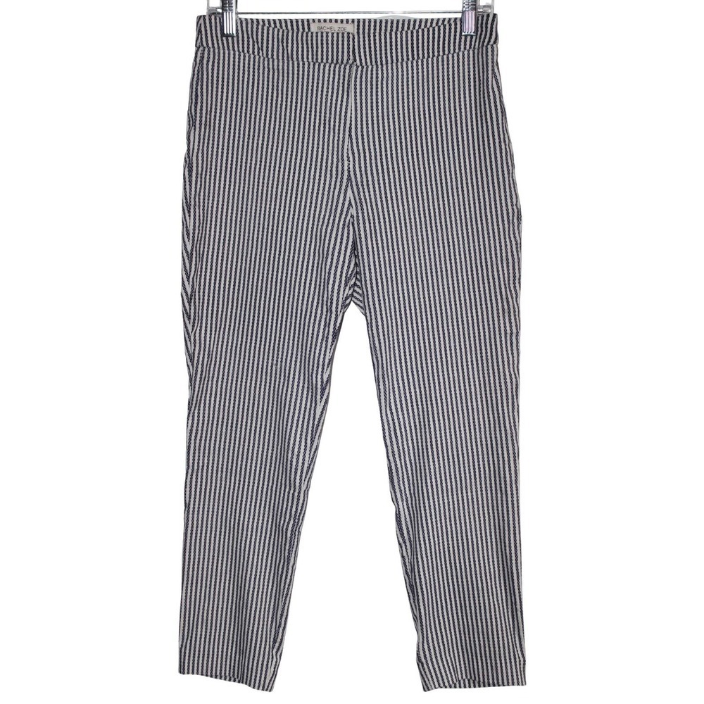 Women's Rachel Zoe Blue White Seersucker Nautical Cropped Ankle Pants -- Size 6